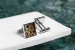 Square Cufflinks – Black-Spotted Leather - Image 3