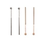 Dots Falling Earrings - Rose Gold and Silver - Image 2